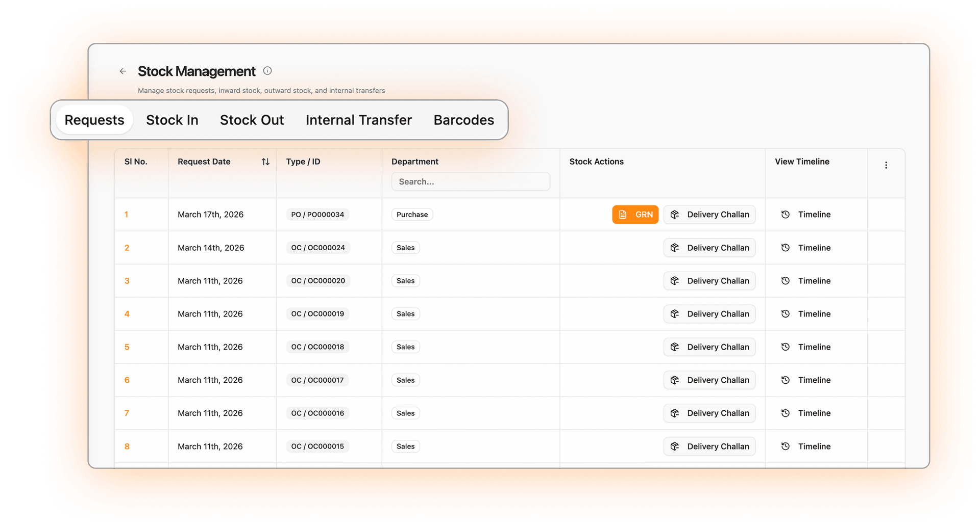 Inventory valuation and reorder intelligence screen in Optiwise