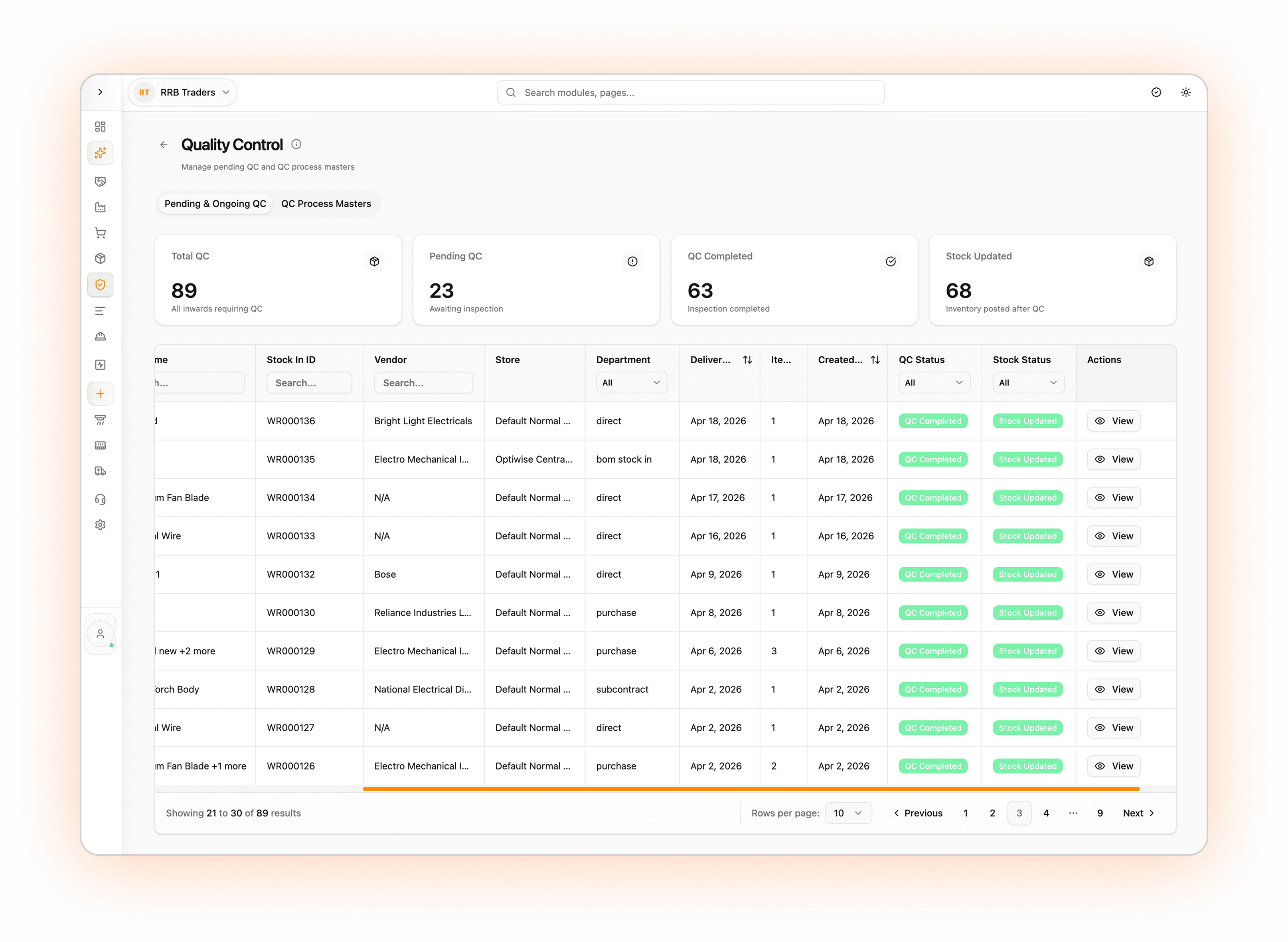 Optiwise quality control dashboard hero preview
