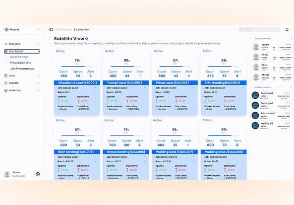 Optiwise shopfloor IoT dashboard