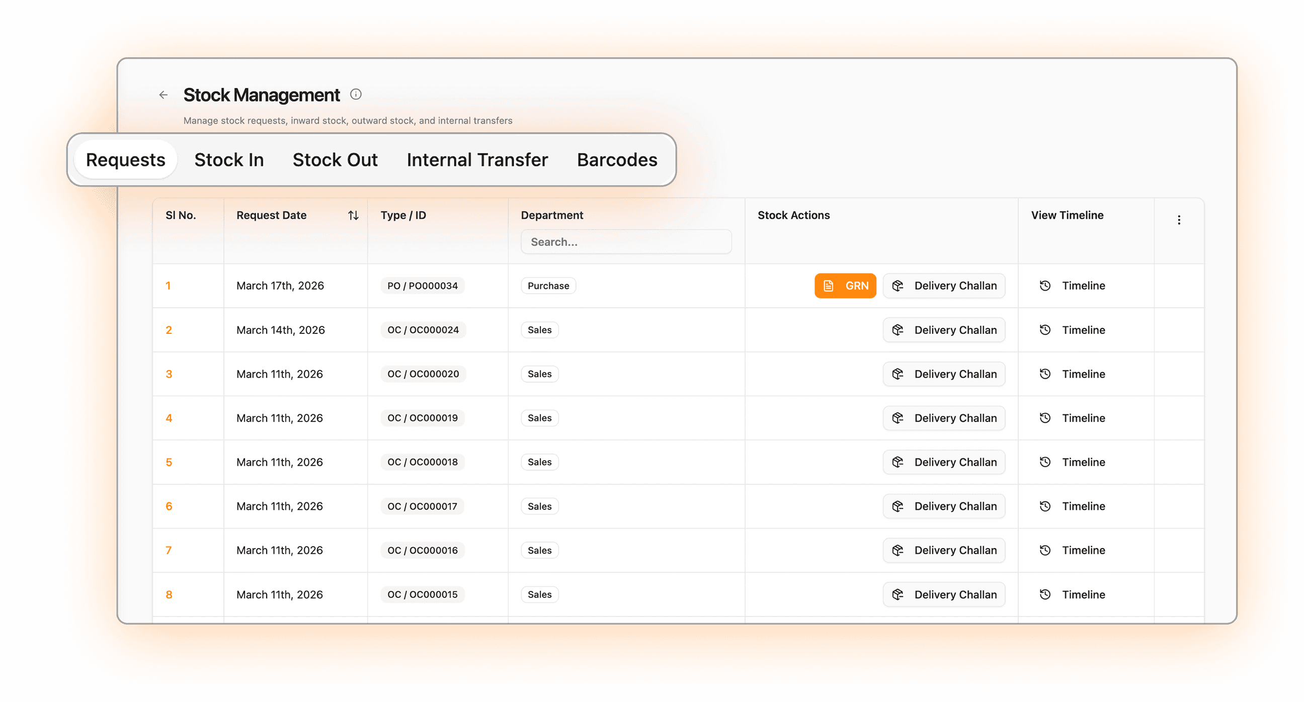 Inventory valuation and reorder intelligence screen in Optiwise