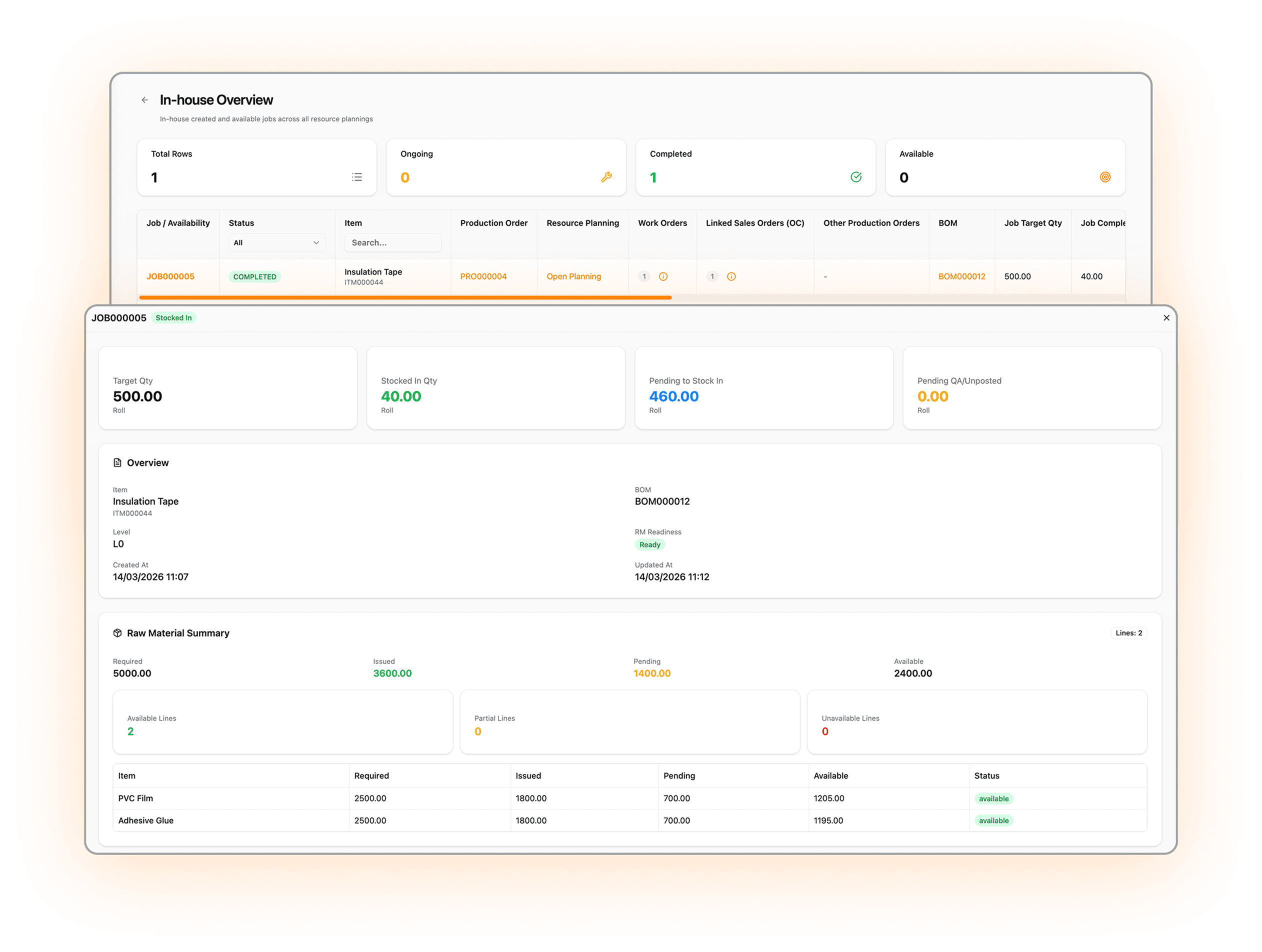 Capacity scheduling and line planning screen in Optiwise