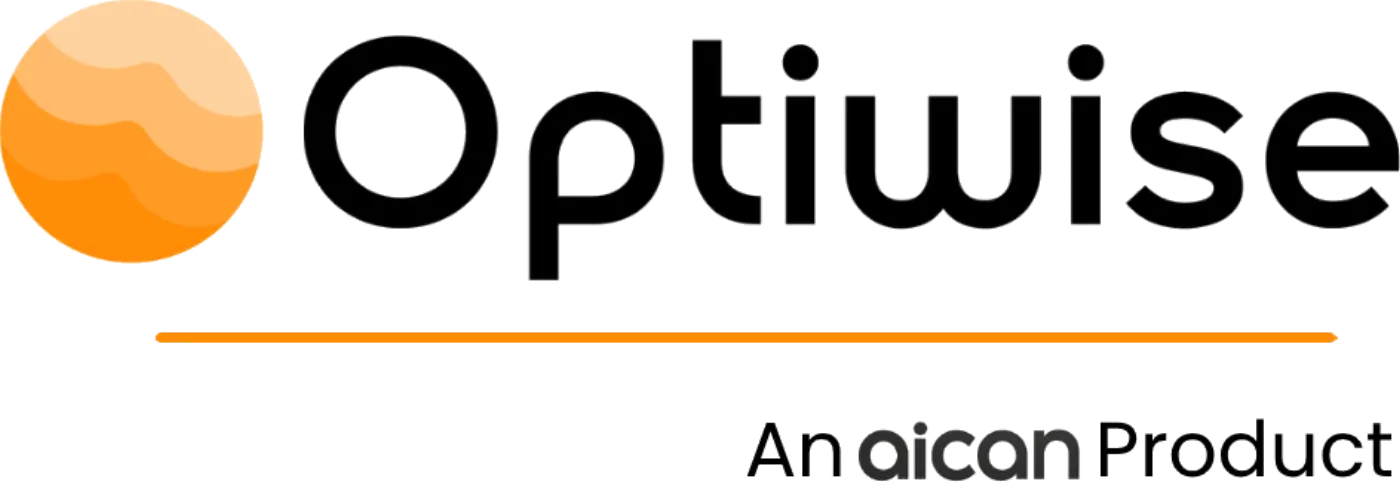 Optiwise logo parked at the center behind the AI agent