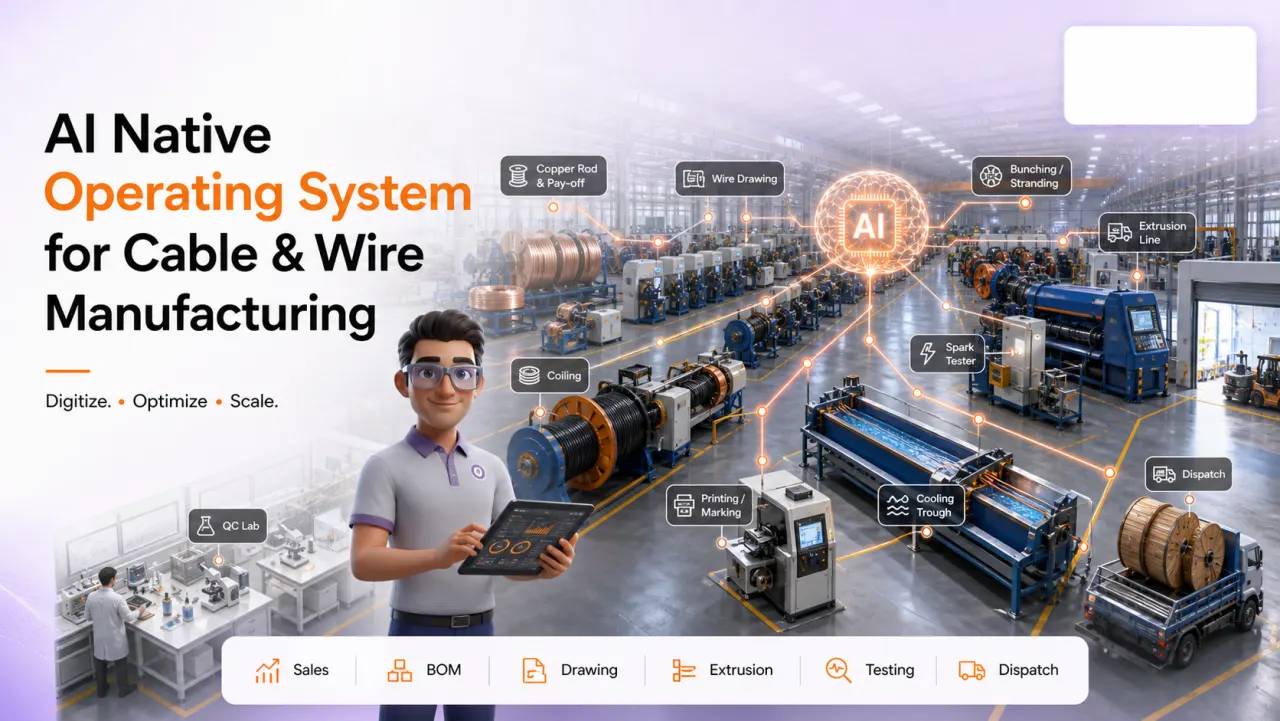 Cable & Wire Manufacturing Optiwise AI Native OS case-study visual