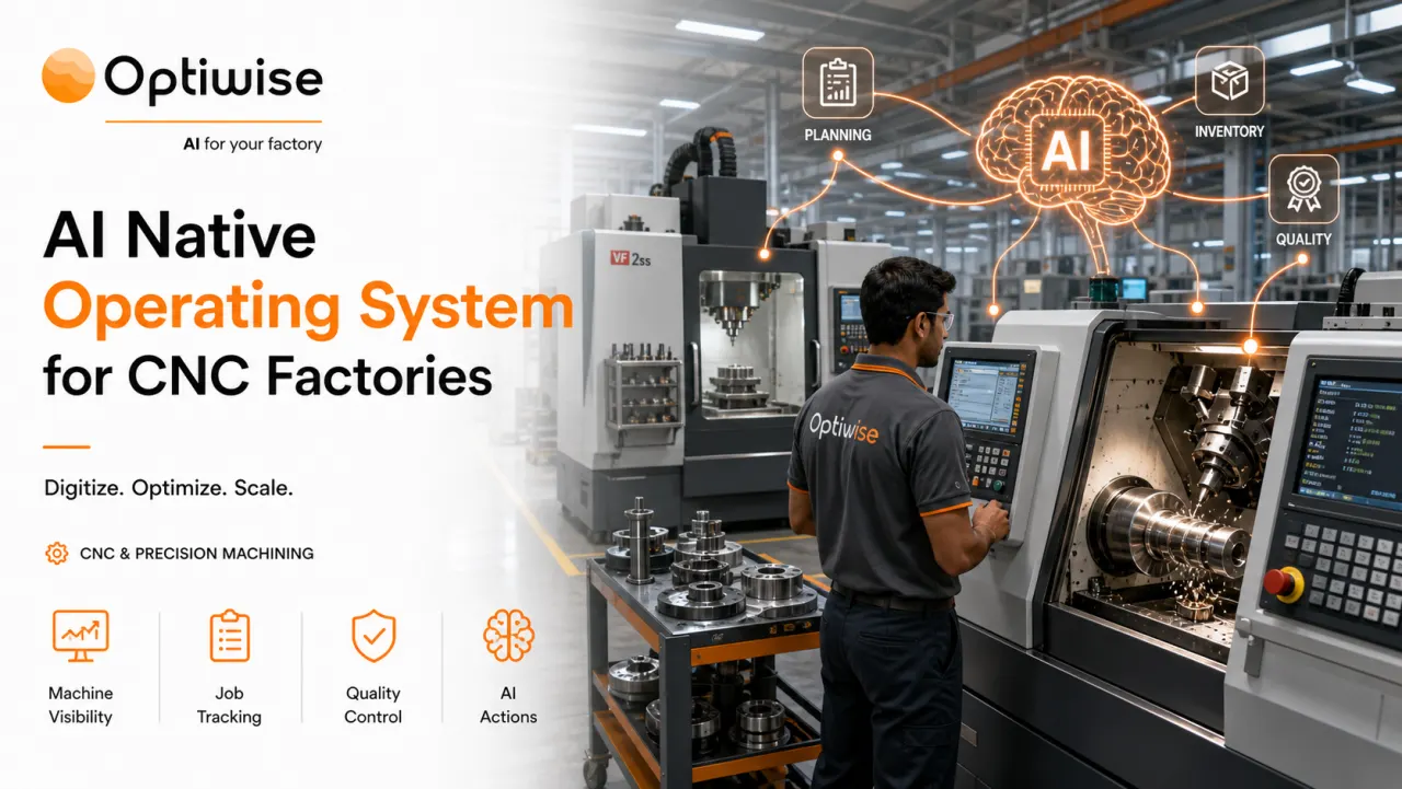 CNC & Precision Machining Optiwise AI Native OS case-study visual