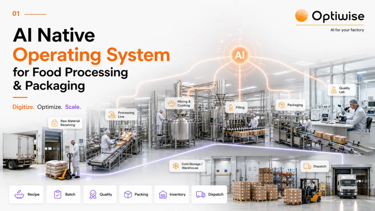 Food Processing & Packaging Optiwise AI Native OS case-study visual