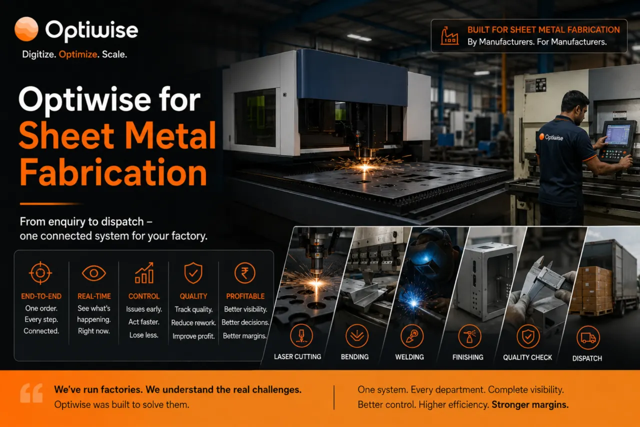 Sheet Metal Fabrication Optiwise AI Native OS case-study visual