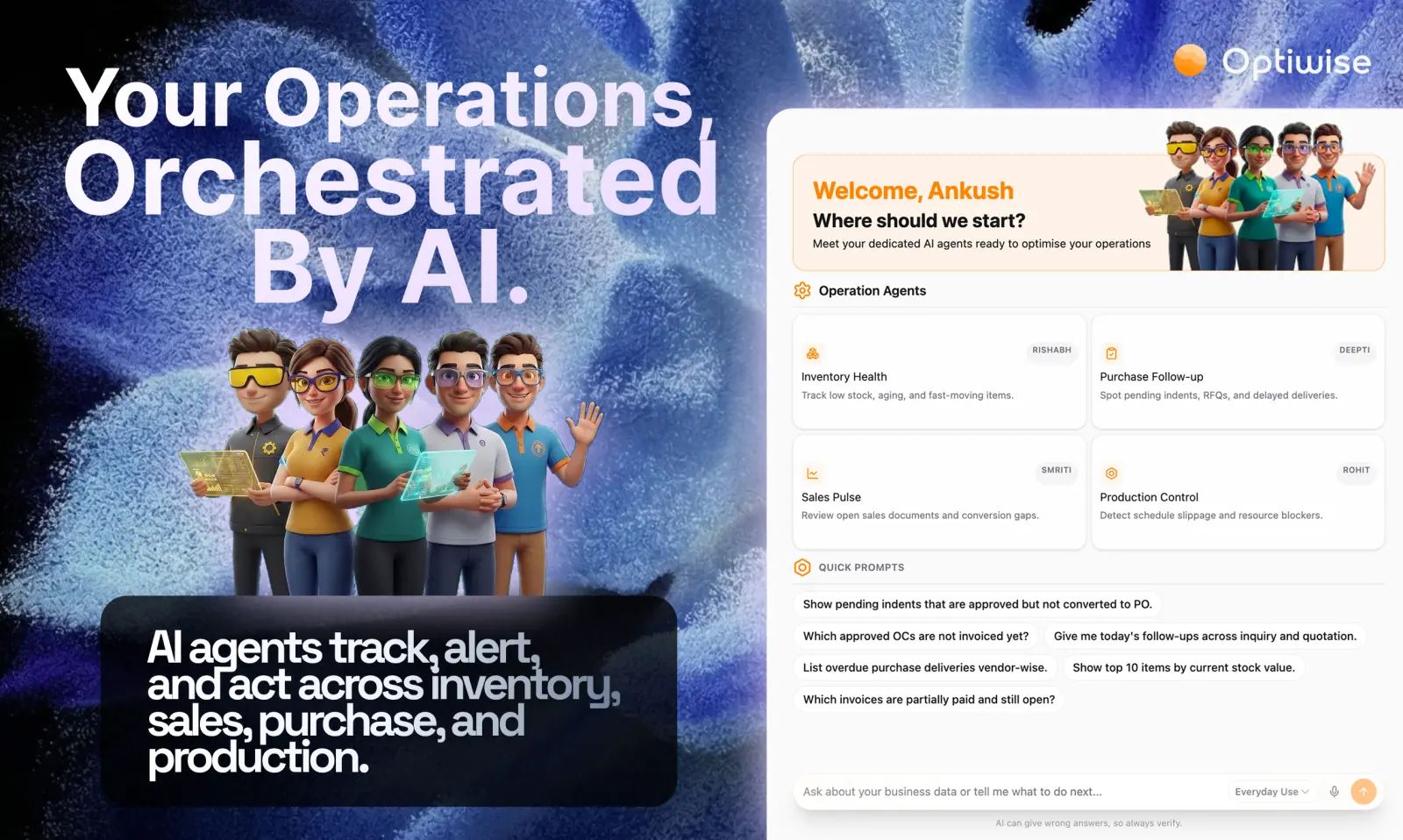 Optiwise AI operations orchestration hero