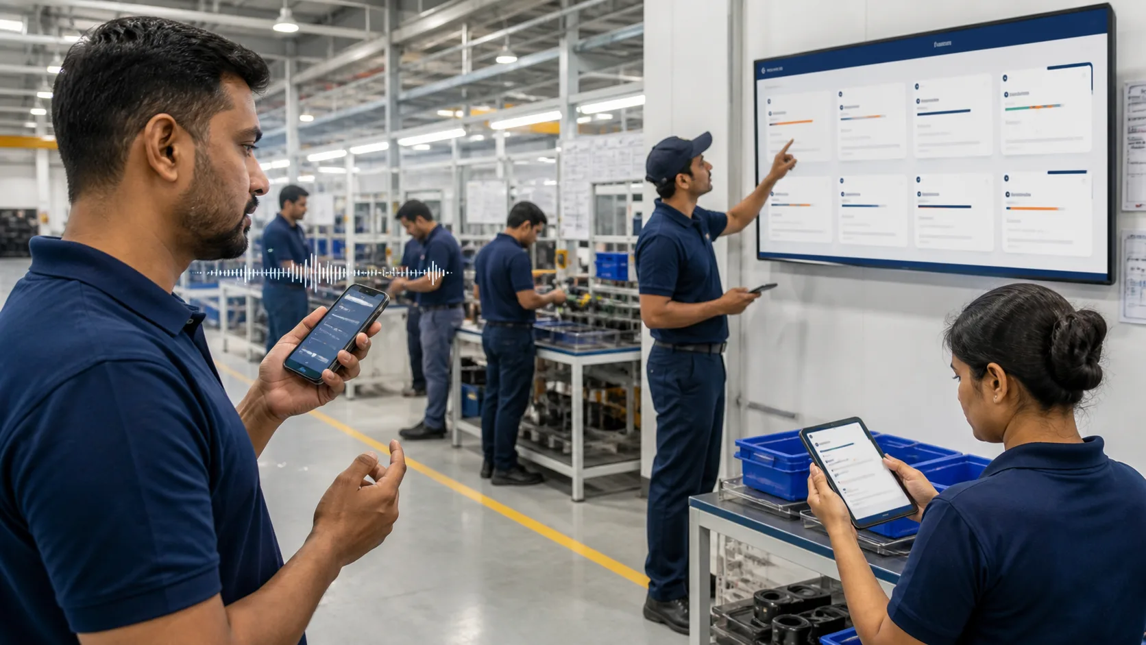 Operator mobile screens department screens and voice job updates